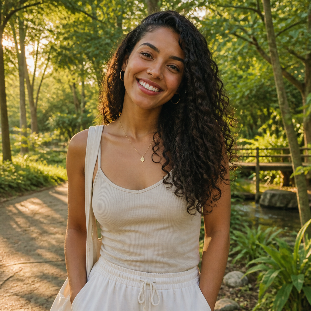 mulher jovem sorrindo livre de cólica menstrual com qualidade de vida